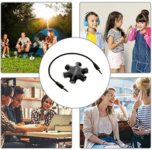 Miniatura 4 de ONXE - Divisor de auriculares múltiples, adaptador de audio de 0.138 in, convertidor de auriculares de 5 vías, conector auxiliar de 1 macho a cable