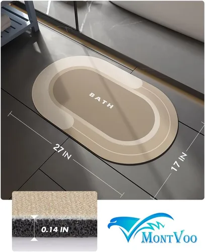Miniatura 2 de MontVoo Alfombra de baño antideslizante, de secado rápido, resistente a las manchas, para el suelo del baño, alfombra de ducha de fácil cuidado