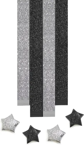 FoDau770 Tiras de papel de estrella con purpurina, 360 hojas de papel de estrella de origami para manualidades, regalo, proyecto de bricolaje, serie
