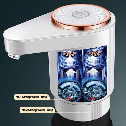 Miniatura 3 de Dispensador de agua para botella de 5 galones, bomba de agua eléctrica de doble salida de agua portátil con carga USB, bomba de jarra de agua Negro