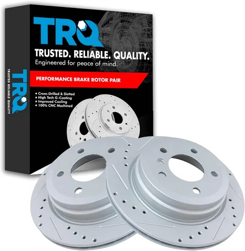 Miniatura 363 de TRQ Juego de rotores de freno de rendimiento trasero con revestimiento G premium compatible con Mazda 6 2014-2021