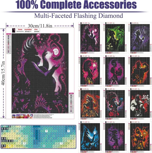 Miniatura 2 de GOUOYANA Paquete de 12 kits de arte de diamantes para adultos, kits de pintura de diamantes, kits de pintura de diamantes de princesa 5D para DP01853