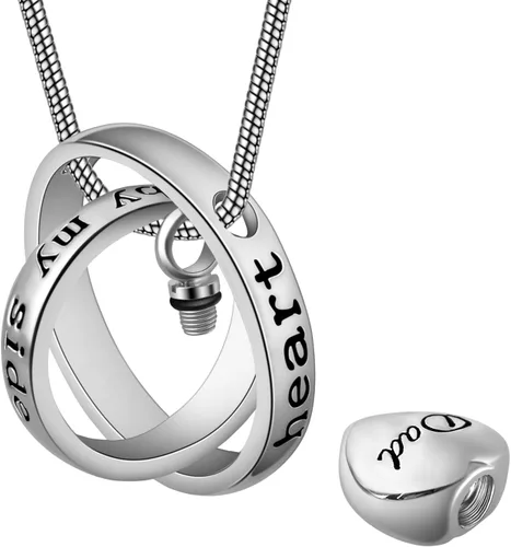 Miniatura 3 de Collar Cring Coco de urna de cremación No Longer by My Side, Forever in My Heart tallado, para hombre y mujer