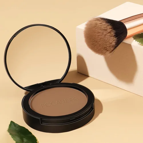Miniatura 8 de FOCALLURE Polvo prensado impecable, control de brillo y tez suave, maquillaje de base de polvo de ajuste prensado, polvo facial compacto portátil