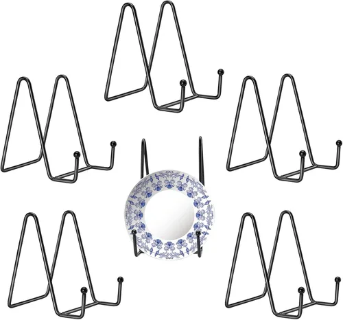 Miniatura 11 de Kruodop Paquete de 3 soportes de placa para exhibición, soporte de placa de 4 pulgadas, soporte de marco de metal para libros, imágenes, caballete