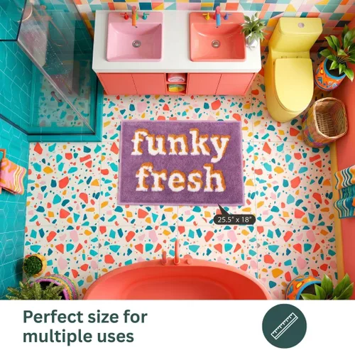 Miniatura 3 de Alfombras de baño retro, diversión única, alfombra de baño, alfombra de baño colorida moderna, alfombra de baño de los años 70, linda alfombra