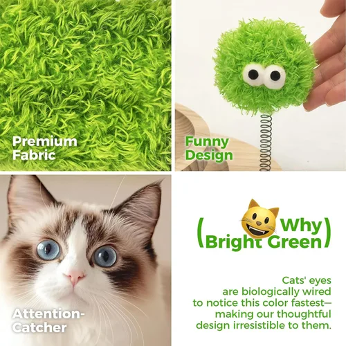 Miniatura 5 de TINYBEAST Poste rascador de madera para gatos, juguete rascador de gato 4 en 1 con pistas de bolas para gatos, poste rascador de sisal de 18