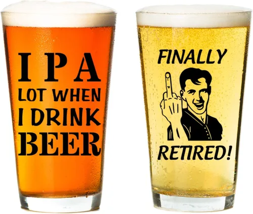 Miniatura 7 de IPA A Lot When I Drink Beer - Vasos de regalo divertidos para los amantes de las pintas, tazas de cristal, regalos divertidos de cumpleaños