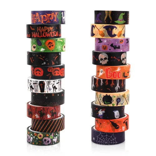 Miniatura 15 de Juego de cinta decorativa verde de 20 rollos de cinta washi del día de San Patricio para trébol de la suerte, cinta adhesiva para bricolaje del día