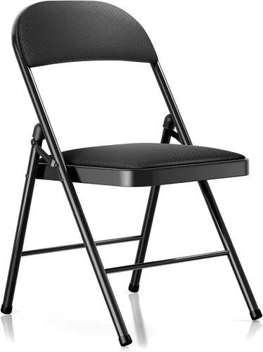 Sillas plegables 1 paquete con cojín acolchado, silla de metal con marco de acero resistente de capacidad de 450 libras y asiento cómodo, silla