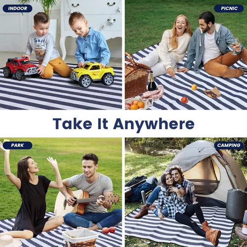 Miniatura 7 de sapsisel Manta de picnic extragrande de 80 x 60 pulgadas, manta de picnic impermeable para la playa