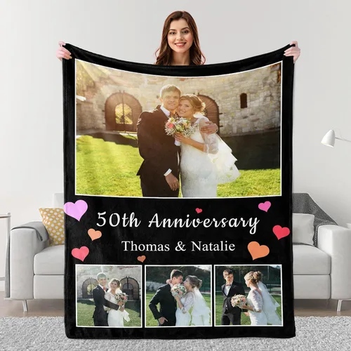 Miniatura 10 de Mantas personalizadas con fotos, regalos personalizados para parejas para esposa, marido, novia, novio, manta con imagen personalizada "I Love You