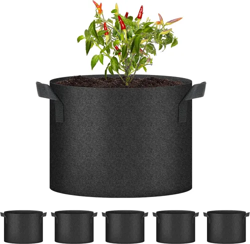 Miniatura 13 de HealSmart Paquete de 10 bolsas de cultivo de plantas de 3 galones, macetas plantadoras de tomate con asas, tela no tejida de aireación, maceta