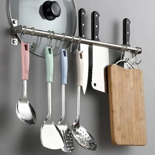 Miniatura 2 de ASkinds Estante colgante para utensilios de acero inoxidable para colgar en la pared, soporte para tapa de olla, organizador de almacenamiento