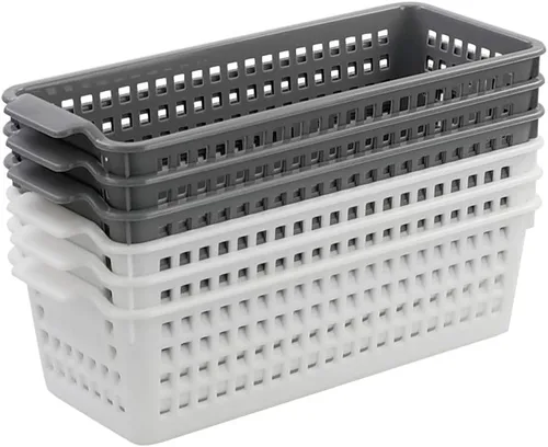 Miniatura 2 de Cestas de almacenamiento de plástico delgadas, cestas de almacenamiento rectangulares de plástico, 6 paquetes
