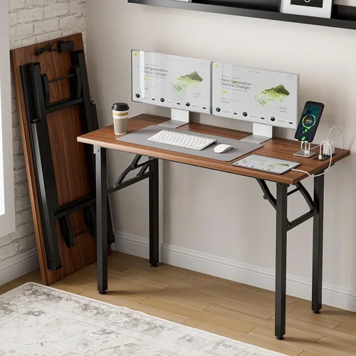 Miniatura 22 de Frylr Pequeño escritorio plegable para computadora, mesa portátil de 35.8 pulgadas para manualidades y estudio, escritorio ligero para espacios