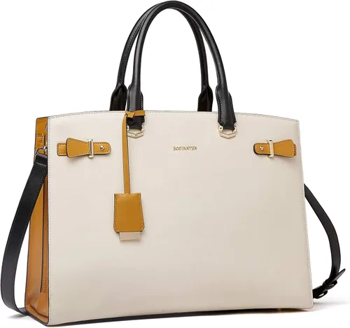 BOSTANTEN Maletín para mujer de 15.6 pulgadas de cuero genuino para laptop, maletín de hombro para trabajo, bolso de mano