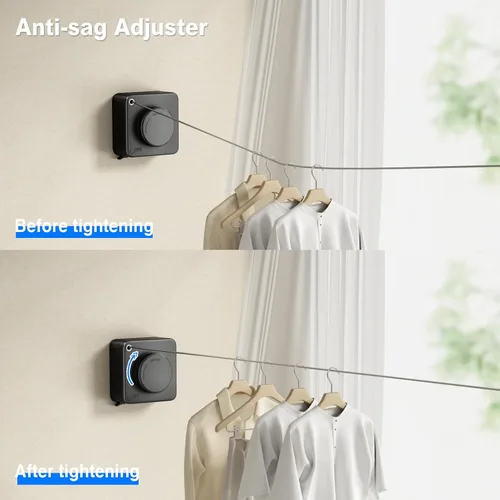 Miniatura 3 de MUSTORN Tendedero retráctil para interiores, línea de ropa para exteriores que no se hunde, línea de ropa resistente para secar la ropa, línea