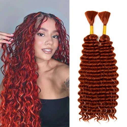Miniatura 12 de Cabello bohemio para trenzar de 18 pulgadas, 2 paquetes de cabello ondulado profundo a granel para trenzas bohemias, sin trama, extensiones