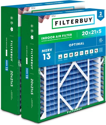 Miniatura 36 de Filterbuy Filtro de Aire MERV 13 de 20 x 25 x 5 pulgadas para defensa óptima contra el humo y las alergias (paquete de 2), filtros plisados