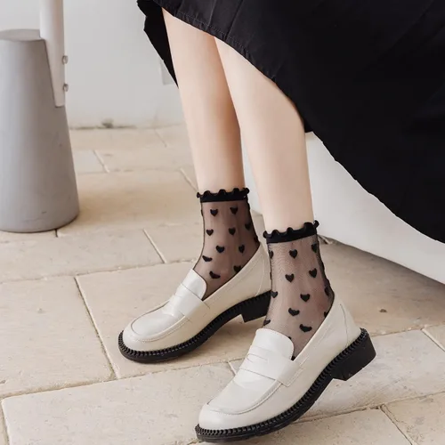 Miniatura 7 de Benefeet Sox Womens Girls Sheer Socks Mesh Lace Crew Socks Transparent See Through Ultra Thin Silk Nylon Dress Socks