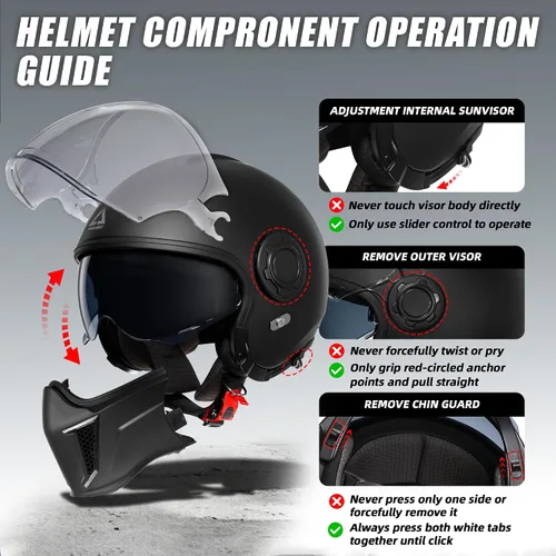 Miniatura 4 de TRIANGLE Cascos de motocicleta de cara completa, casco de motocross todoterreno para hombres y mujeres, doble visera con protector solar interno