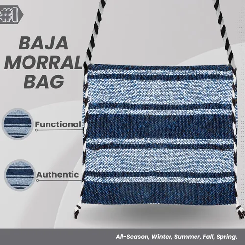 Miniatura 5 de Baja - Alfombra mexicana con capucha y bolsa de hombro incluida, Serape hippie cálido