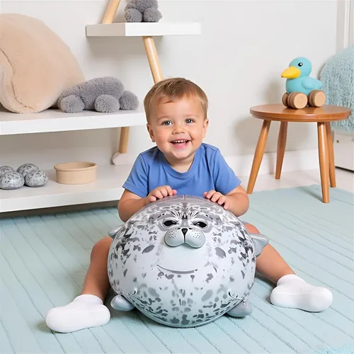 Miniatura 2 de Ryttir Animal de peluche grande de 24 pulgadas, diseño de focas suaves de peluche para dormitorio, divertidos regalos de San Valentín para mujeres