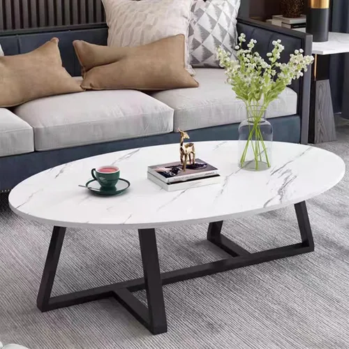 Miniatura 11 de Wolawu Mesa de centro ovalada dorada de vidrio para sala de estar, mesas de té modernas con marco de metal dorado para espacios pequeños, mesa