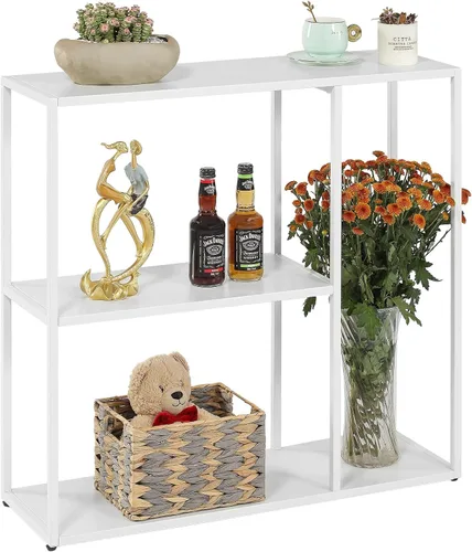 DCLRN Mesa consola, mesa de entrada estrecha y larga con estante de almacenamiento para entrada, vestíbulo, pasillo, sofá, sala de estar, bar, Blanco
