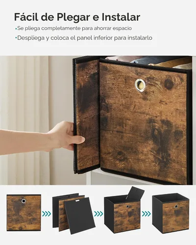 Miniatura 7 de SONGMICS Cubitos de almacenamiento, juego de 6 contenedores de almacenamiento con asas, cajas de almacenamiento plegables de tela Oxford y tela