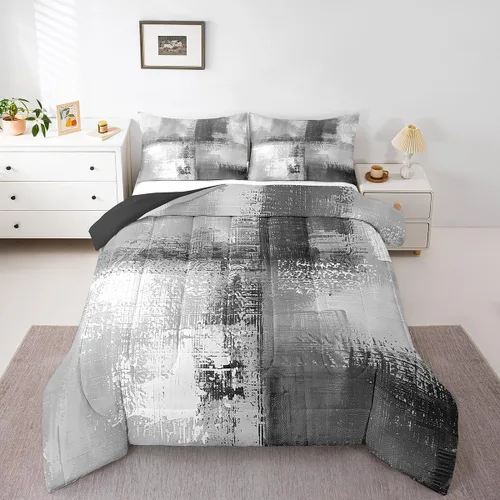 Miniatura 22 de Erosebridal Juego de edredón abstracto amarillo, tamaño King, juego de ropa de cama gris acuarela gris, teñido anudado, degradado, grunge, Ombre 29