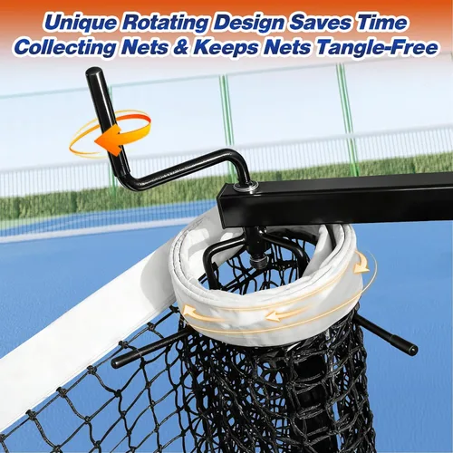Miniatura 3 de Estante de almacenamiento de red deportiva móvil con ruedas con bloqueo, soporte resistente para voleibol, tenis, pickleball, redes de bádminton