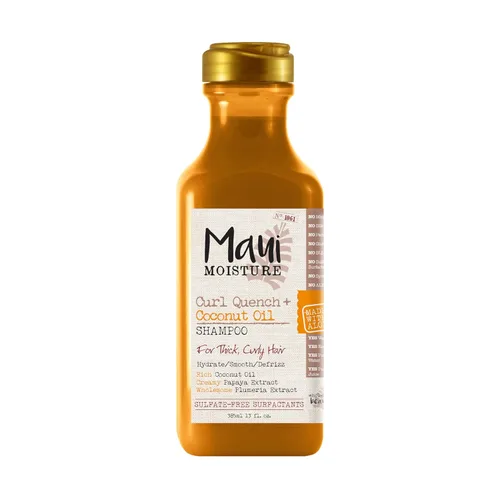 Maui Moisture Curl Quench + aceite de coco champú antiencrespamiento para hidratar y desenredar el cabello rizado apretado, champú suavizante,