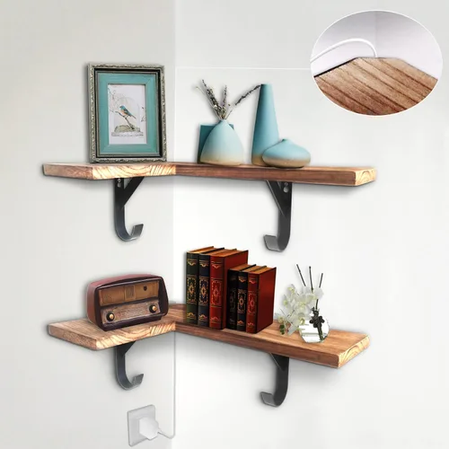 Miniatura 10 de HAO - Estante de esquina flotante invisible para montar en la pared, forma radial, patrón de agujero de alambre, perfecto para dormitorio, baño