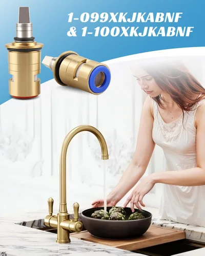 Miniatura 6 de Kit de cartucho de grifo de cerámica de 1/4 vueltas para agua fría y caliente Reemplazar 1-099XKJKABNF 1-100XKJKABNF Construcción duradera de latón
