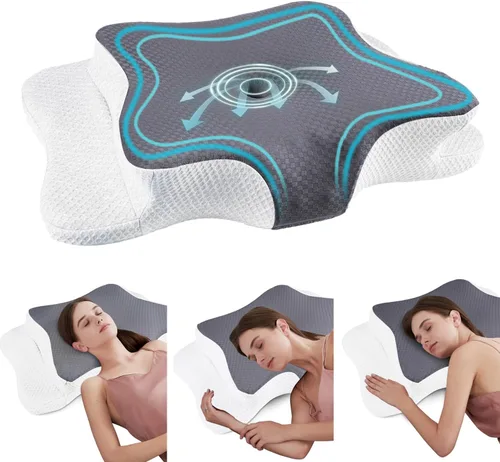 Miniatura 26 de CHxxy Almohada de espuma viscoelástica, almohada cervical para aliviar el dolor de cuello y hombros, almohada ergonómica de contorno para cama
