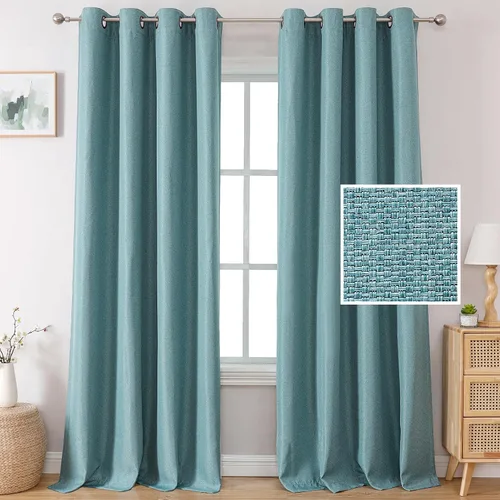 Miniatura 32 de H.VERSAILTEX Cortinas Opacas de Lino de 45 Pulgadas de Largo para Dormitorio/Sala de Estar con Aislamiento Térmico con Ojales, Cortinas con Textura