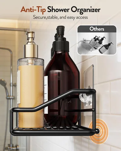 Miniatura 6 de Orimade Organizador adhesivo para baño, cesta de almacenamiento de ducha, estante de especias de cocina, sin perforaciones, acero inoxidable SUS304