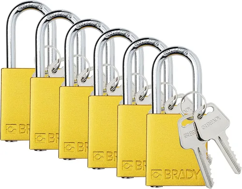 Miniatura 9 de Brady SDAL-BLU-38ST-KA6 - Juego de candados de bloqueo de seguridad, paquete de 6, color azul, con igual llave, 2 llaves por candado