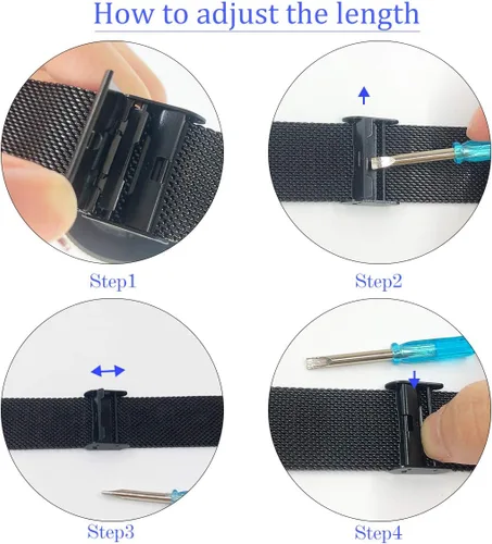 Miniatura 6 de Correas de reloj, correa de reloj de malla de acero inoxidable, correa de reloj de liberación rápida, correa de reloj de 0.630 in, 0.709 in, 0.787