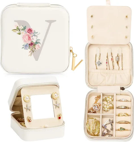 Enthralite Joyero de viaje para regalo personalizado, artículos esenciales de viaje para mujeres, organizador de viaje para joyas, pequeño joyero