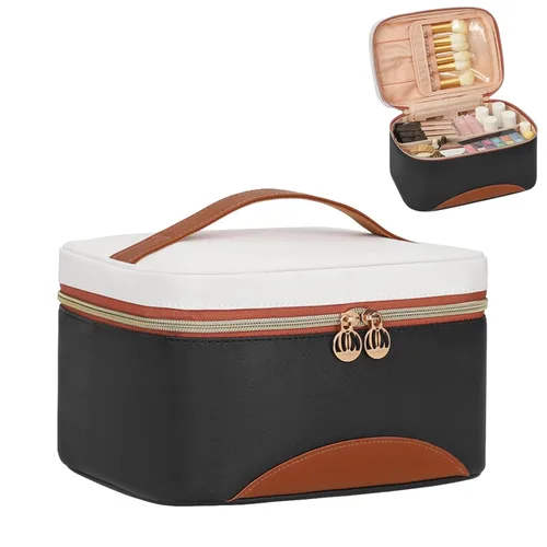 OCHEAL Makeup Bag,Large Capacity Travel Makeup Bag,Waterproof Cosmetic Organizer Case with Brush Holder Portable Make Up Bag for Women,Toiletry Bag