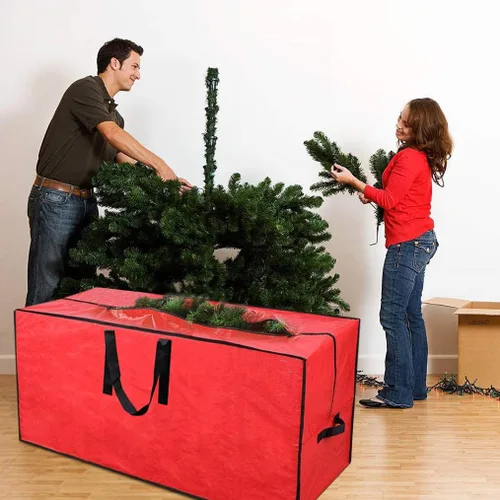 Miniatura 6 de Bolsa grande de almacenamiento para árbol de Navidad de 65 pulgadas, de la marca Primode Rojo