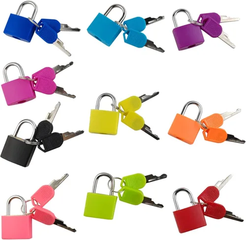 GXXMEI 10 cerraduras de maleta con llaves, candados pequeños de metal, mini candados con llave para escuela, gimnasio, aula, juego a juego (10