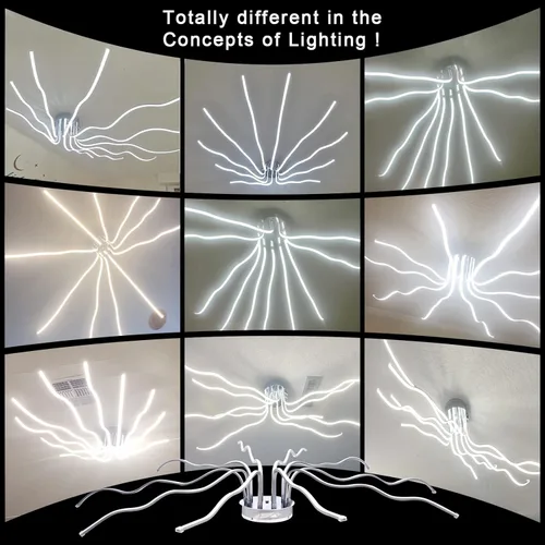 Miniatura 2 de Modernas luces de techo LED para sala de estar, gran lámpara de 55.10 pulgadas, 10 luces, moderna lámpara de techo con montaje en techo, regulable