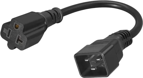 Miniatura 7 de Cable de alimentación NEMA 5-15P a 5-15/20R - 15A a 20A, Nema 5-15P a 5-15R/5-20R (peine 20Amp T Blade) - Listado UL 14AWG Negro 1FT/0.32M