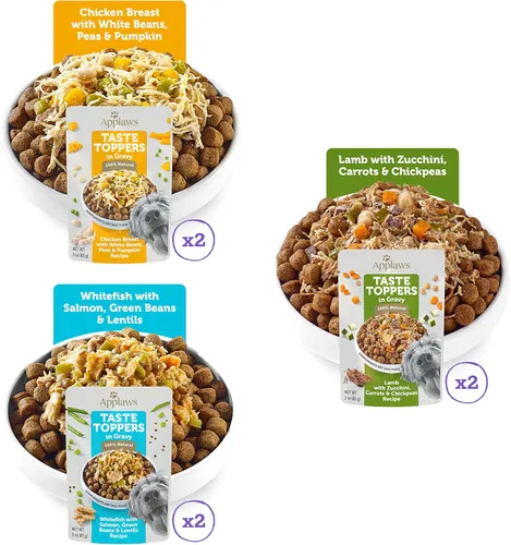 Miniatura 2 de Applaws Taste Toppers, adorno de comida para perros sin granos, ingredientes limitados, selección de variedad en salsa (6 bolsas de 3 onzas)
