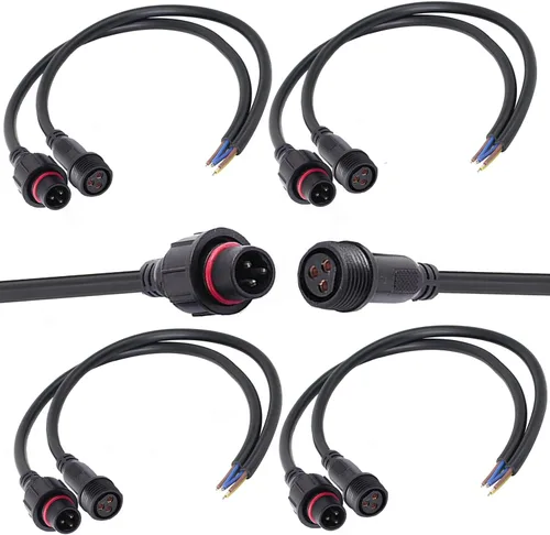 Miniatura 7 de Conector impermeable de 2 cables, conector LED macho hembra de 2 pines, con cable de extensión IP68 de 16 AWG de 7.9 in para automóvil, barco