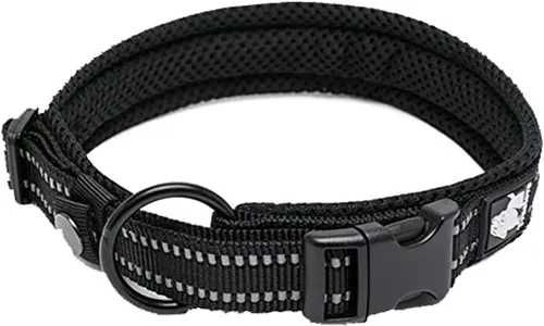 Truelove TLC5011 - Collar para perro reflectante con hebilla Duraflex de alta calidad, cincha de nailon de alta calidad, sin estrangulamiento, Negro